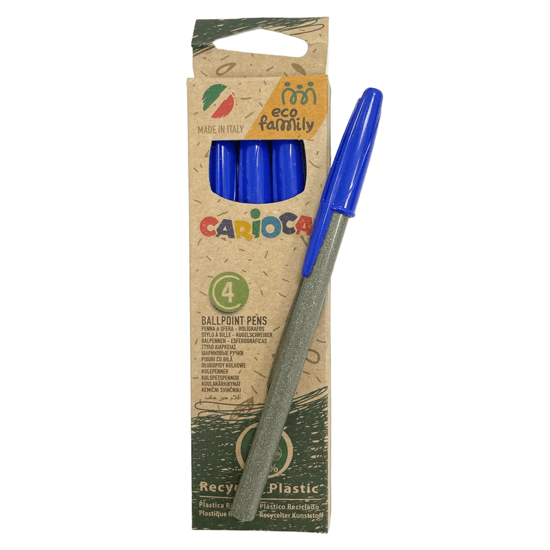 Carioca ballpoint pens 4pk blue | Recycled plastic and good writing comfort