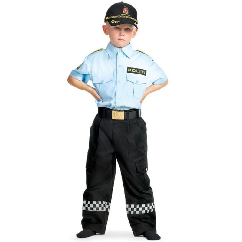 Norsk Politiuniform 2 - 3 År Skjorte & Bukse