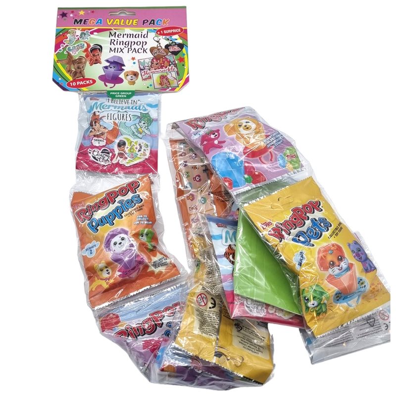 10pk Ring Pop Puppies/Pets/ Mermaid Mix (Large pack)