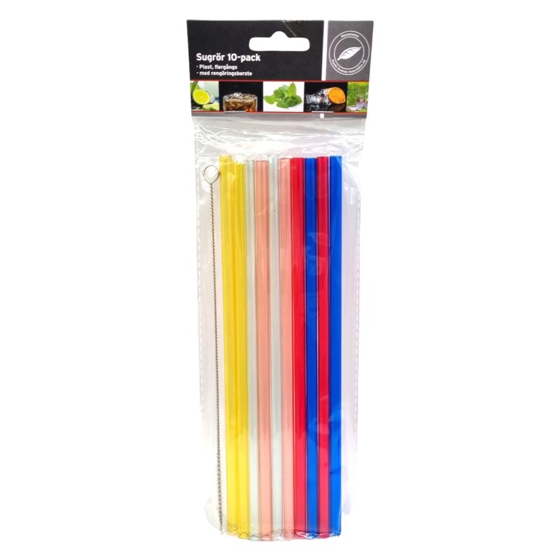 Plastic Straws 10pk + Brush