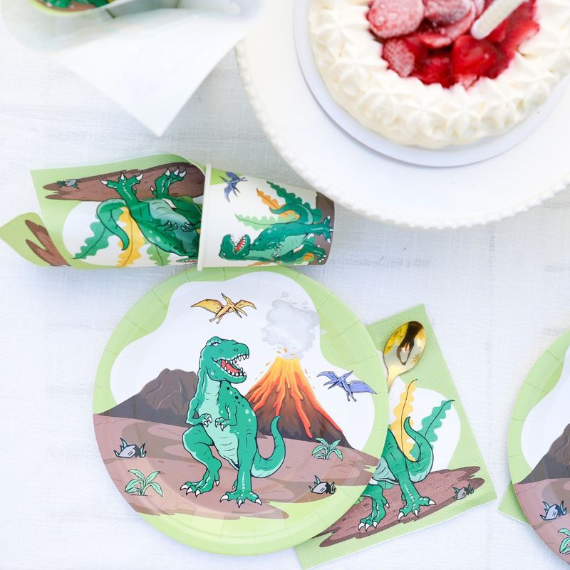 Table Setting Cardboard Dinosaurs | Cup, Plate, Napkin