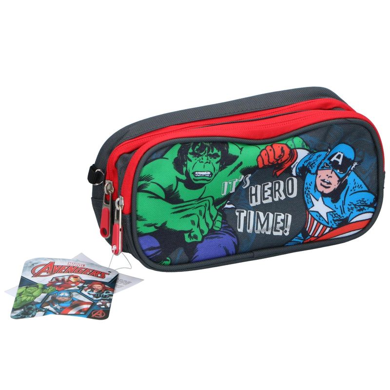 Marvel Pencil Case 2 Compartments | Hulk and Captain America School Pencil Case