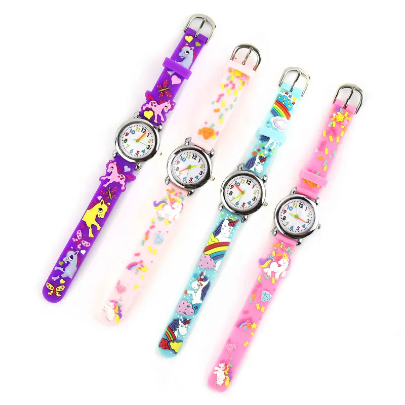 Analog clock unicorns