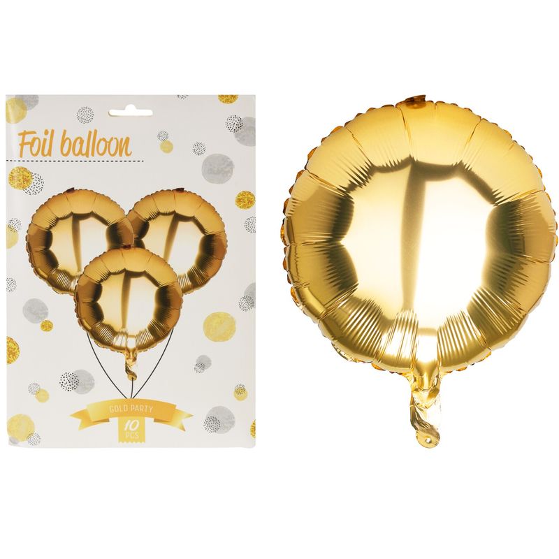 10pcs Round Foil Balloons Gold Color | 46cm
