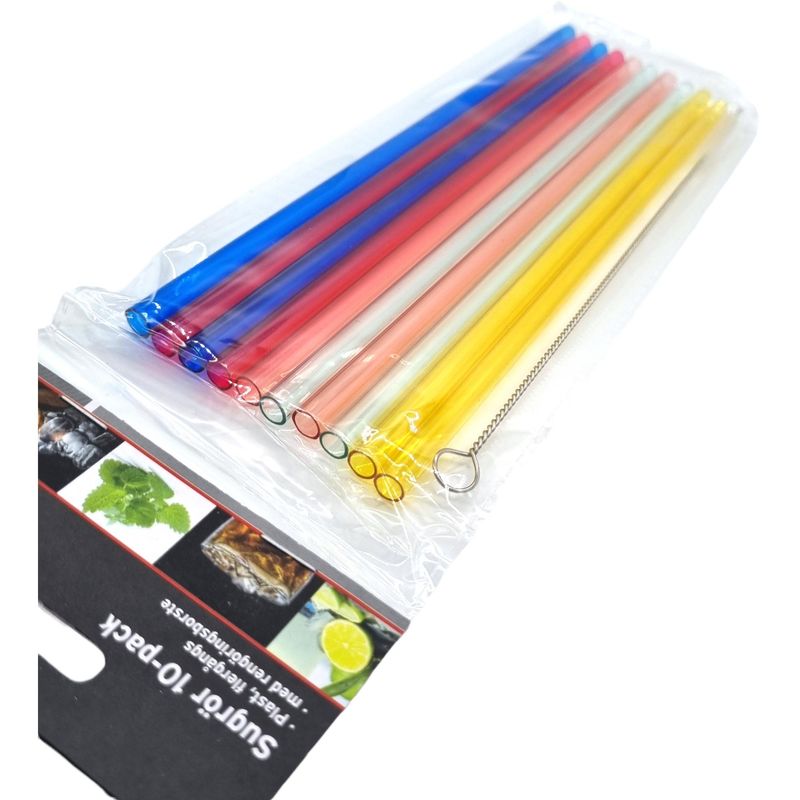 Plastic Straws 10pk + Brush