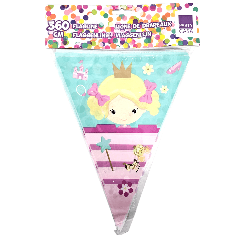 Flag pennants Princess motif | 10 pieces 3.6 m | Party decorations