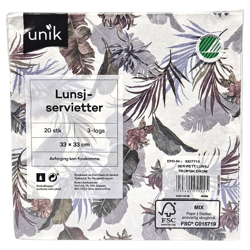 Napkins Tropical Dream 20pk 3 - ply | 33x33cm | Unique