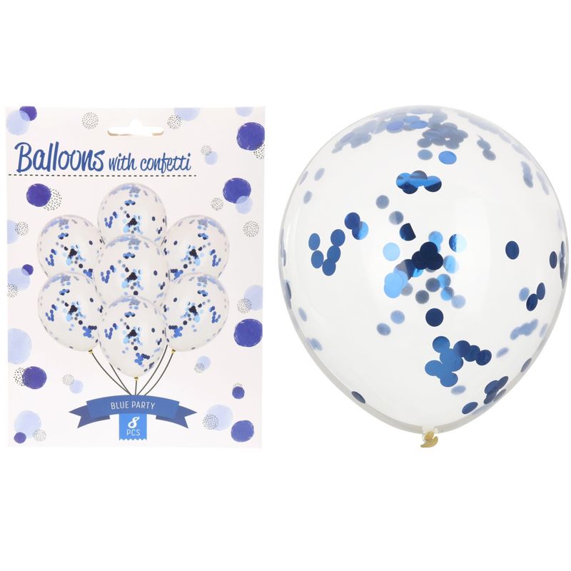 Confetti balloons Blue 8pk | 30 cm