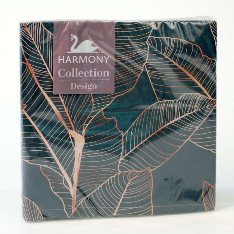 Napkins Gold Banana Leaves 20pk 33x33cm