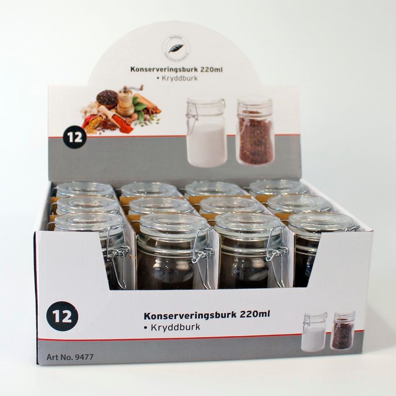 Glasskrukke med lokk 220ml