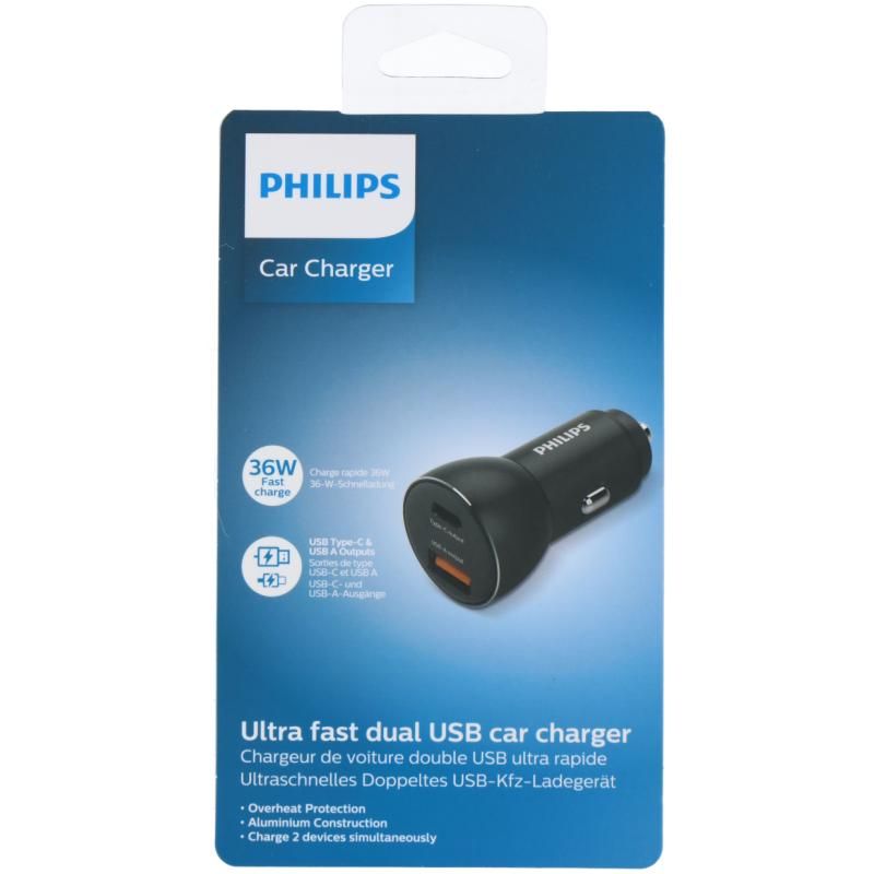 Philips Car charger 36W USB - C & USB - A | Ultra Fast Charging