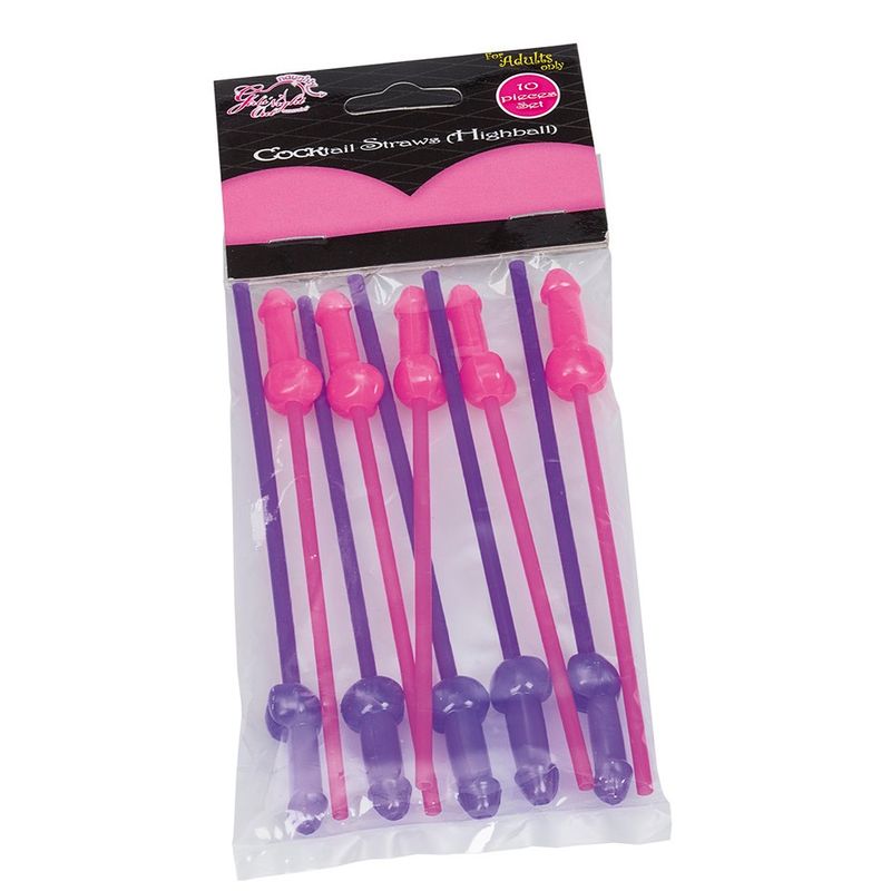 Cocktail Straw Penis Pink & Purple