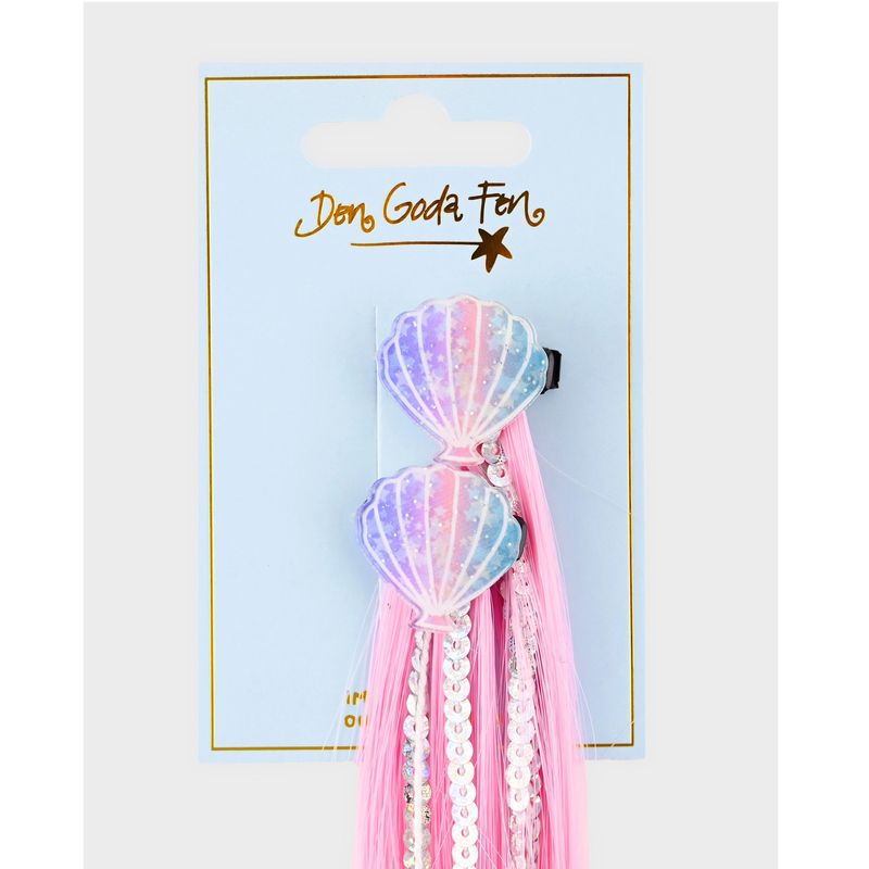 The Good Fen Hair Clip with Fake Long Hair and Shells 2pk