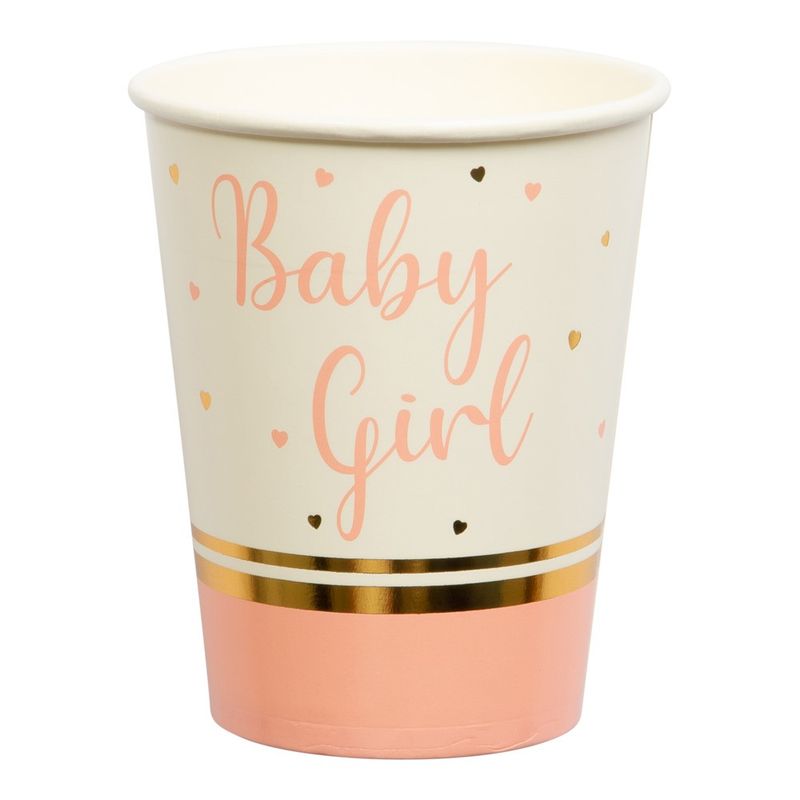 Cardboard mug Baby Girl Pink/gold 8pcs