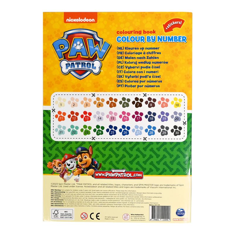 Paw Patrol Fargeleggingsbok 32 sider | Fargelegging etter tall