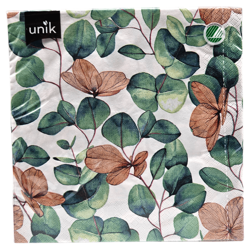 Napkins Green Leaves 20pk 3-ply | 40x40cm | Unique