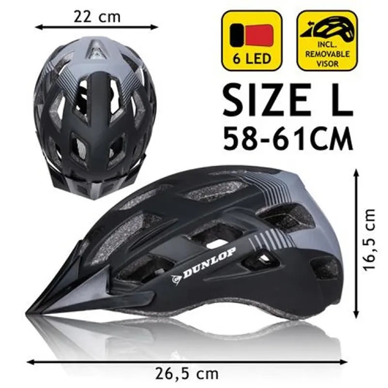 Dunlop Sykkelhjelm med lys 55 - 61cm