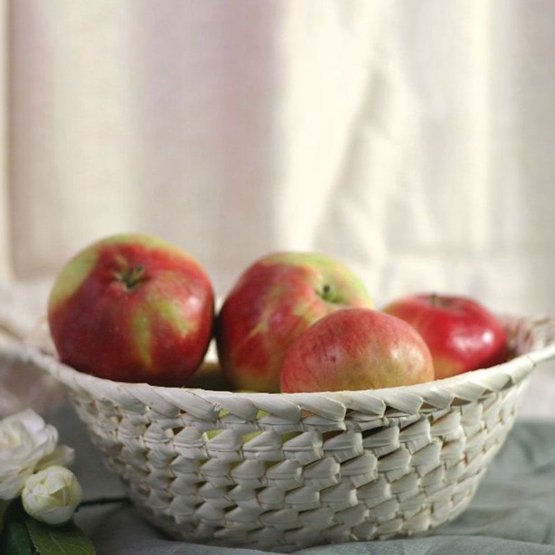 Palm leaf basket with inner fabric | Domotti | 23x7 cm