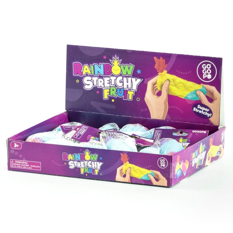 Regnbue elastisk frukt stressleke 8cm | Klemmeleke | Gogopo