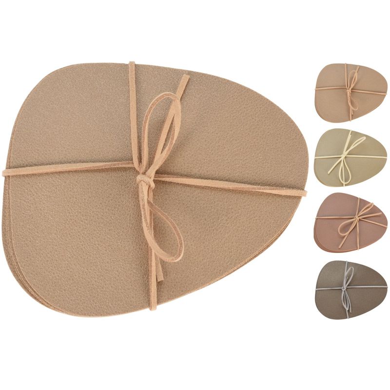 Glass Coasters Metallic Faux Leather 4pk