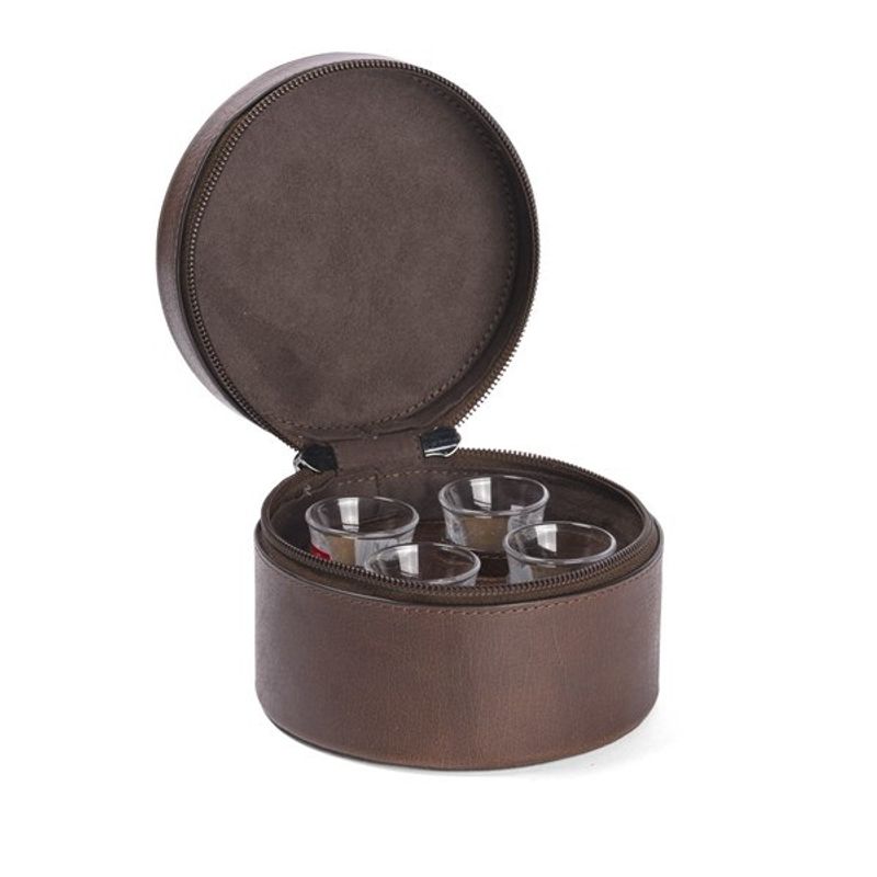 Brännö Snap bag with 4 shot glasses of 2.5 cl - Leather