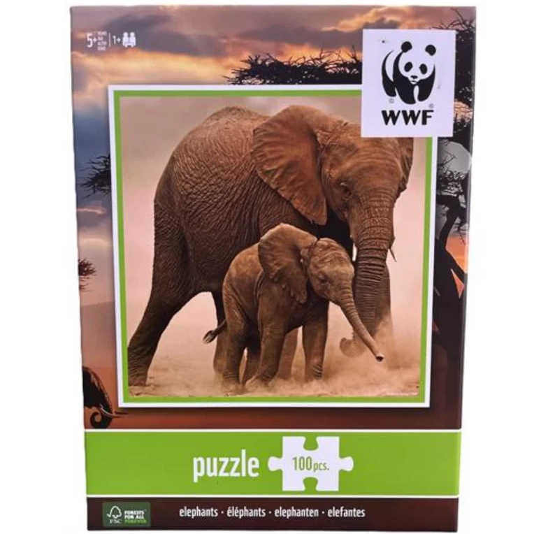 WWF Elefant Puslespill 100 Brikker
