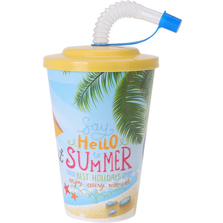 Drikkekopp med sugerør og lokk 400ml | Excellent Houseware