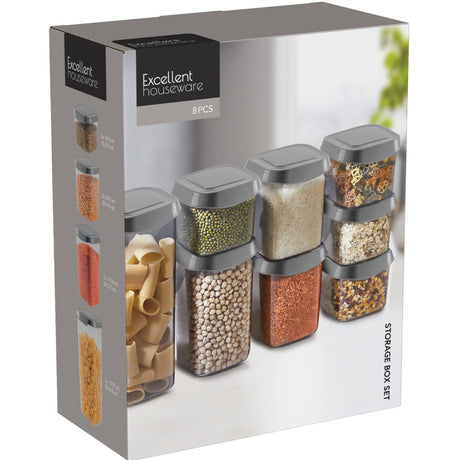Oppbevaringsbokser med Lokk 8stk | Excellent Houseware