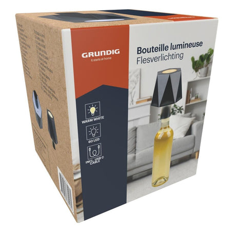 Oppladbart LED-flaskelys 60LED Hvit eller Sort | Grundig