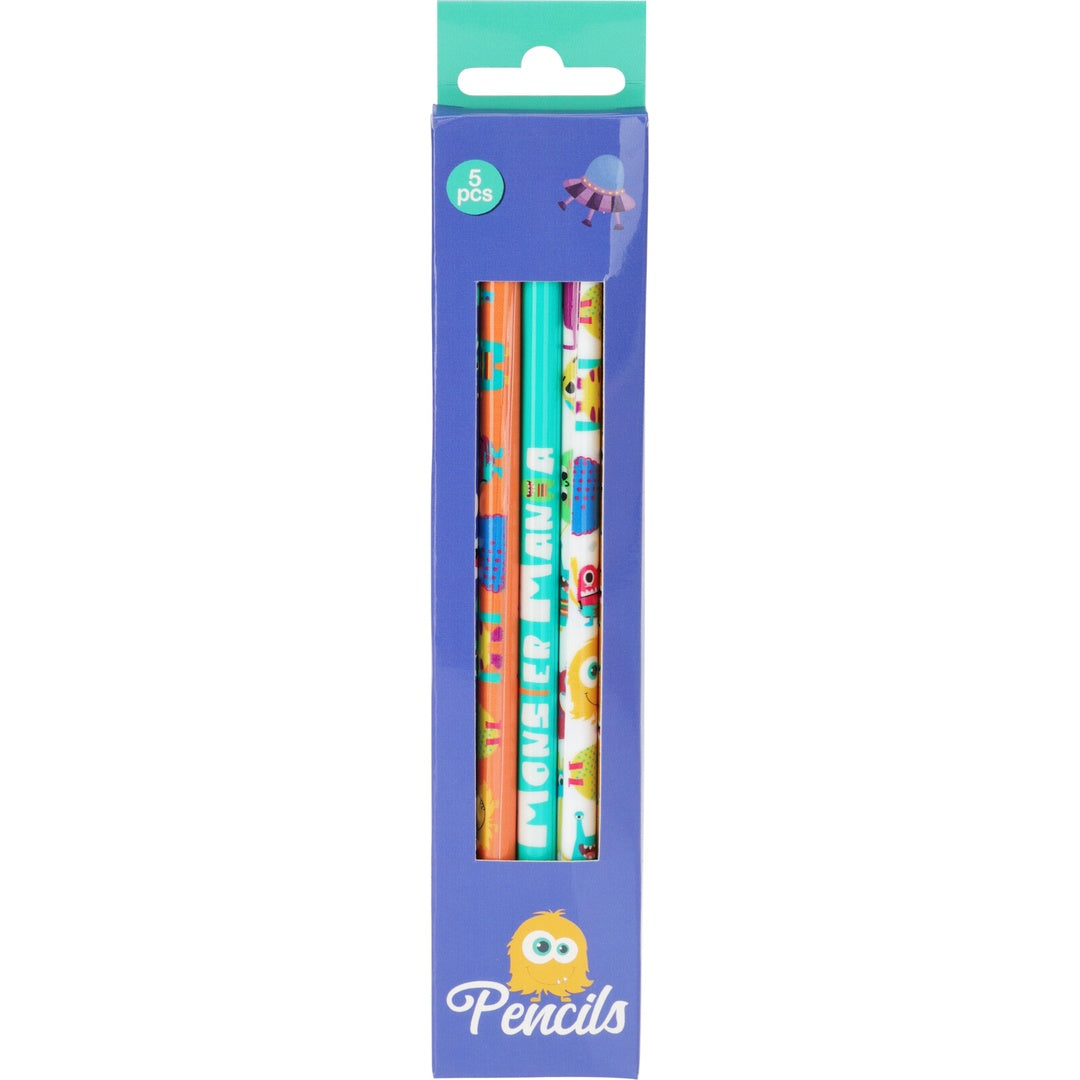 Blyantsett Monsterdesign 5pk | Free & Easy