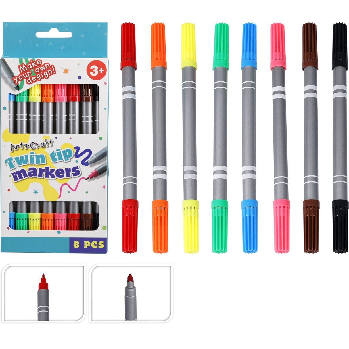 Dobbeltsidige tusjer 8 stk | Art & Craft