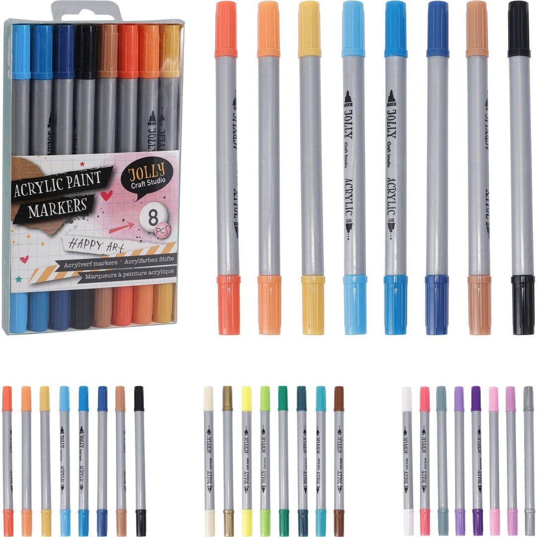 Tusjer med dobbelt tupp 8 stk | Art & Craft
