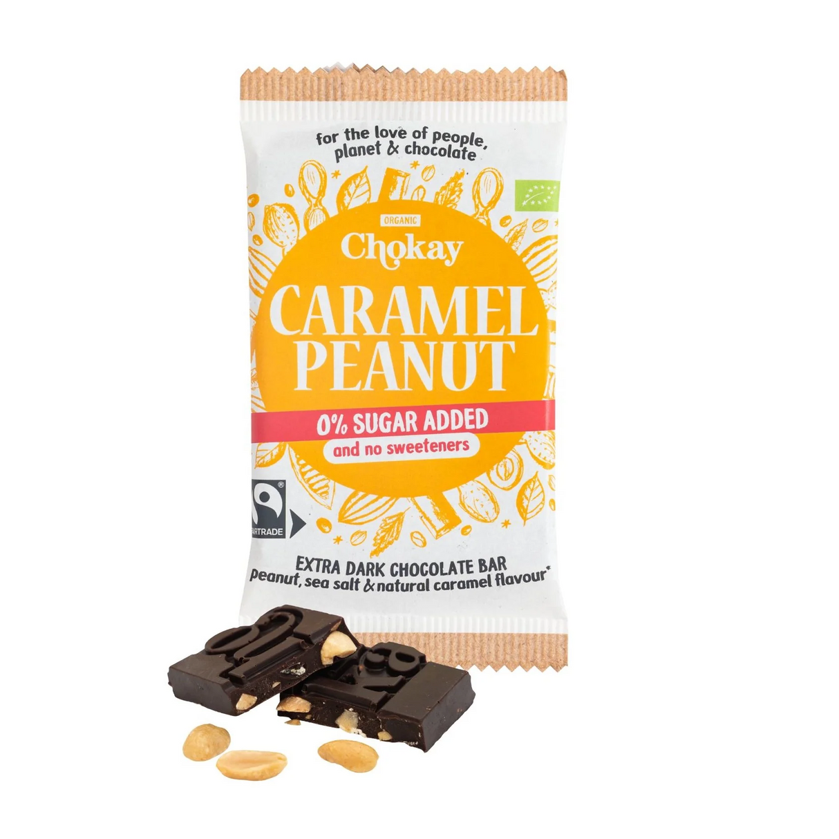 Chokay Økologisk Mørk Sjokolade med Karamell og Peanøtter 70g