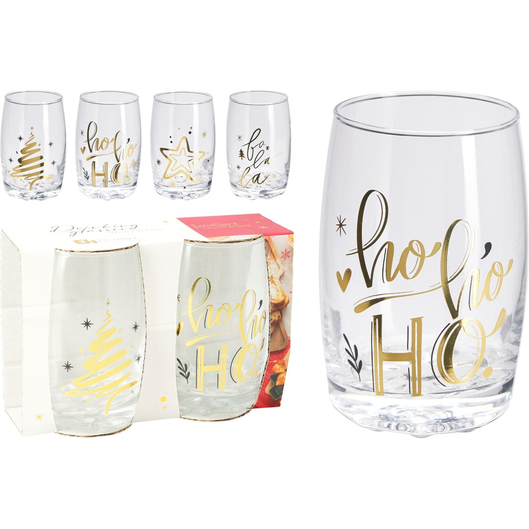 Drikkeglass Jul Gulltekst 2pk 300ml | 2ass