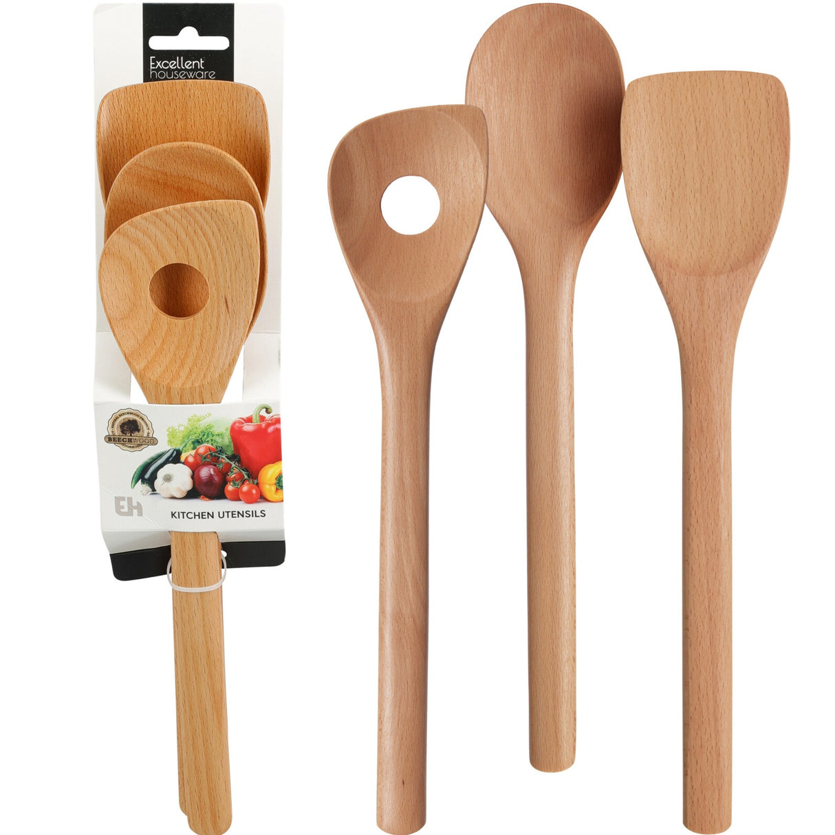 Kjøkkenredskaper 3 deler i bøketre | Excellent Houseware
