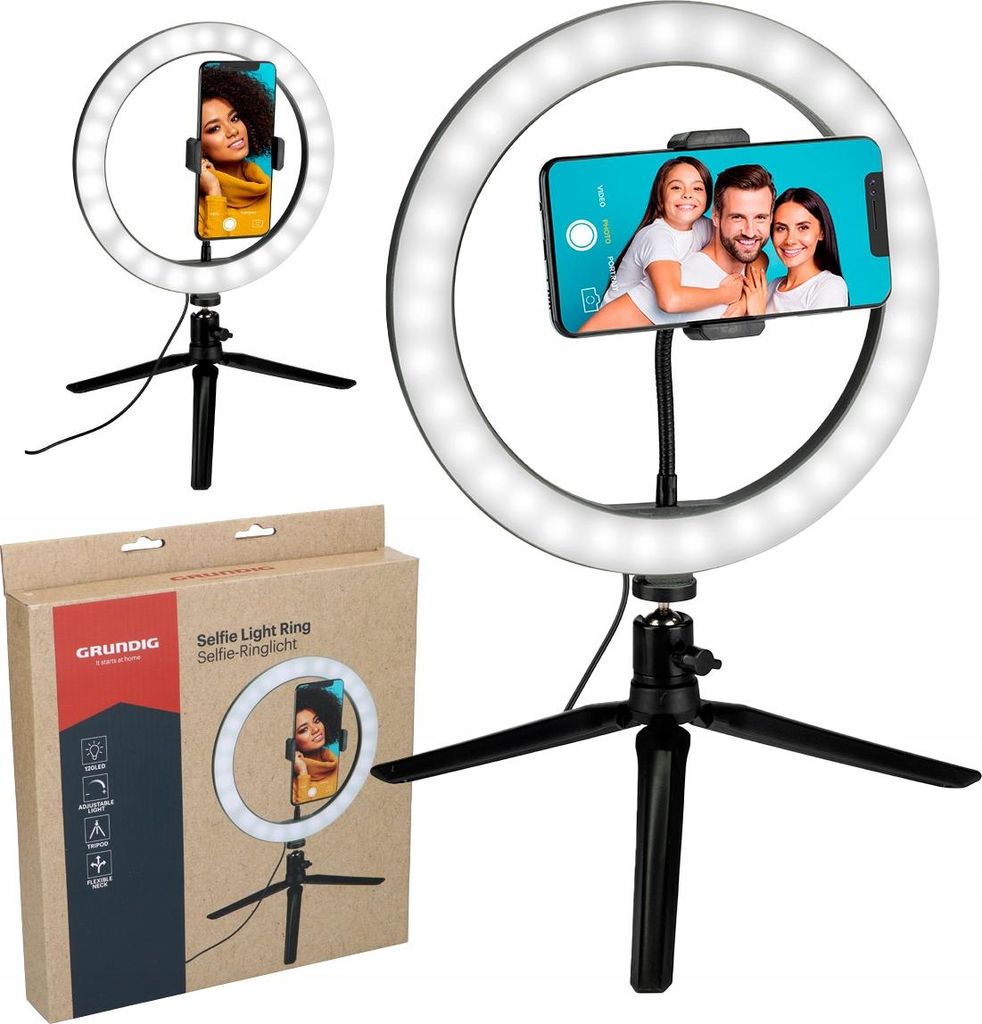 Grundig Selfie Ring Light 25cm | Ringlys med Stativ