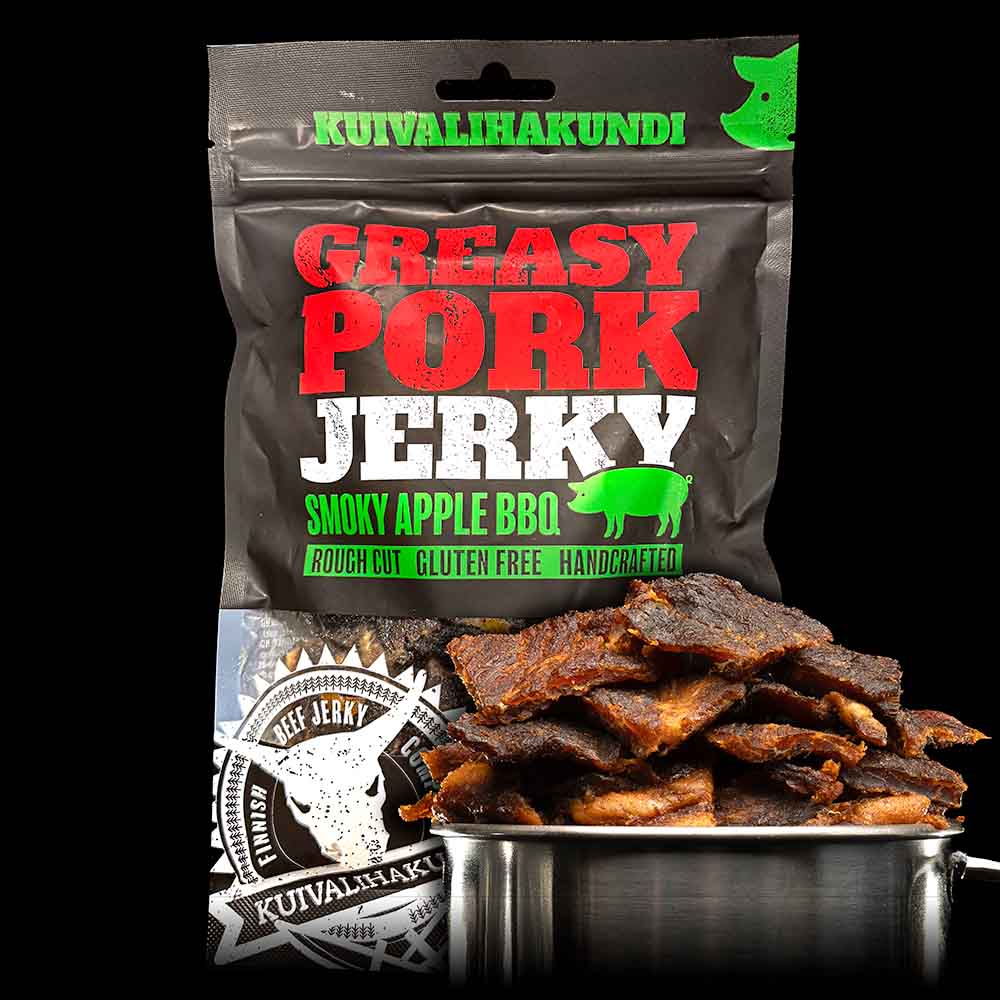 Kuivalihakundi Greasy Pork Jerky Røkt Eple-BBQ 150g