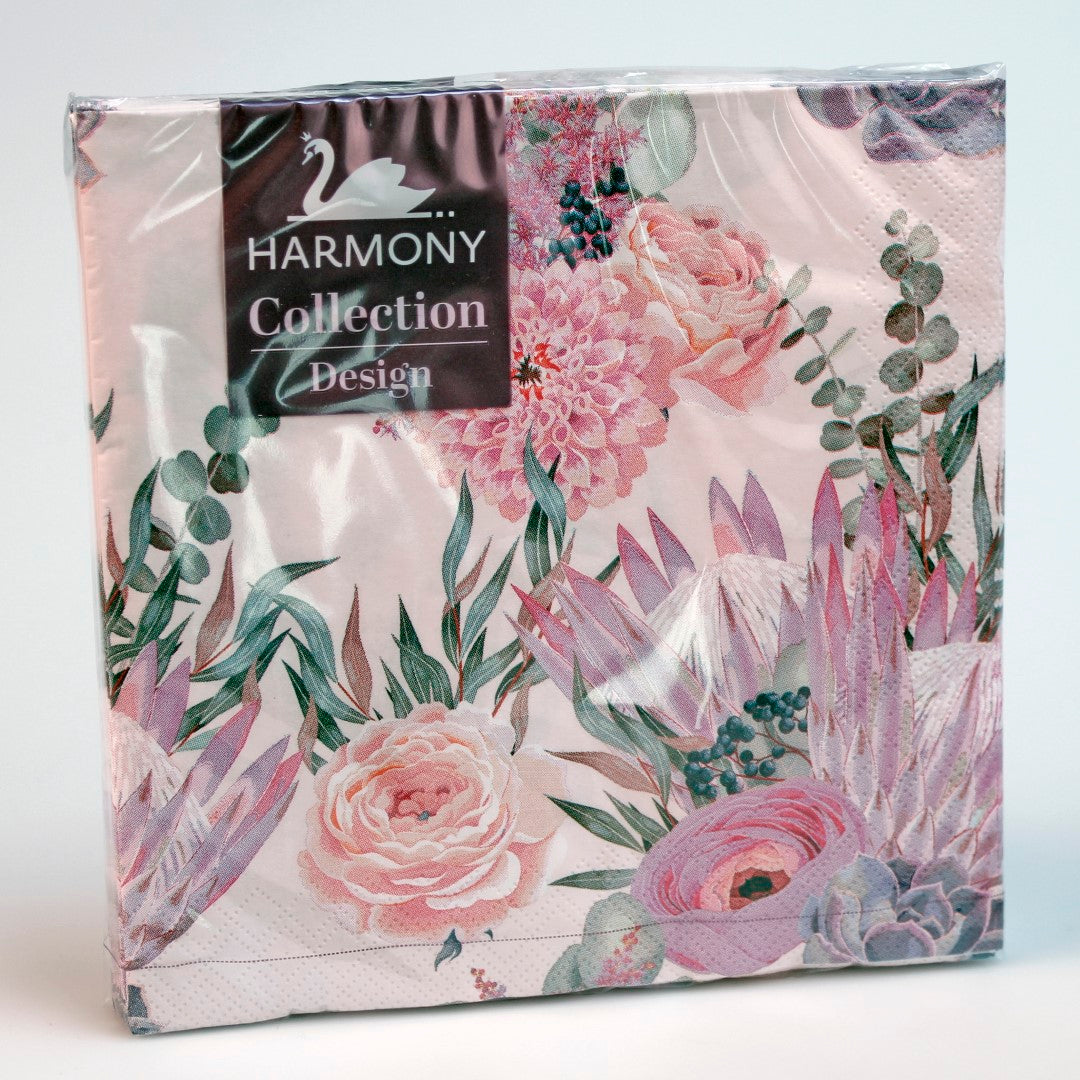 Servietter Protea Rose Pastellrosa 20pk 3-lags | 33x33cm | Harmony
