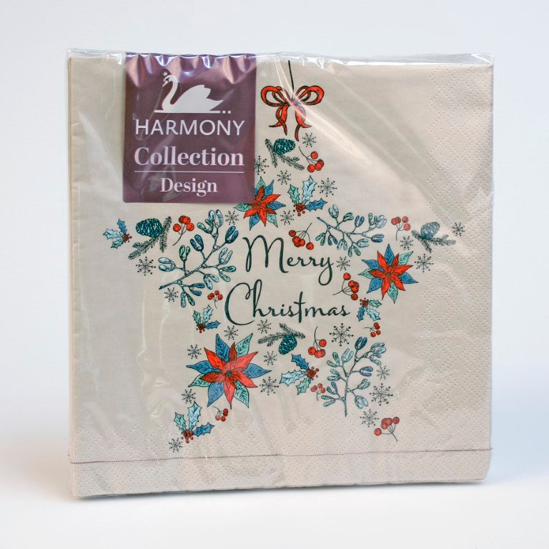 Juleservietter Merry Christmas 20pk | 33x33cm