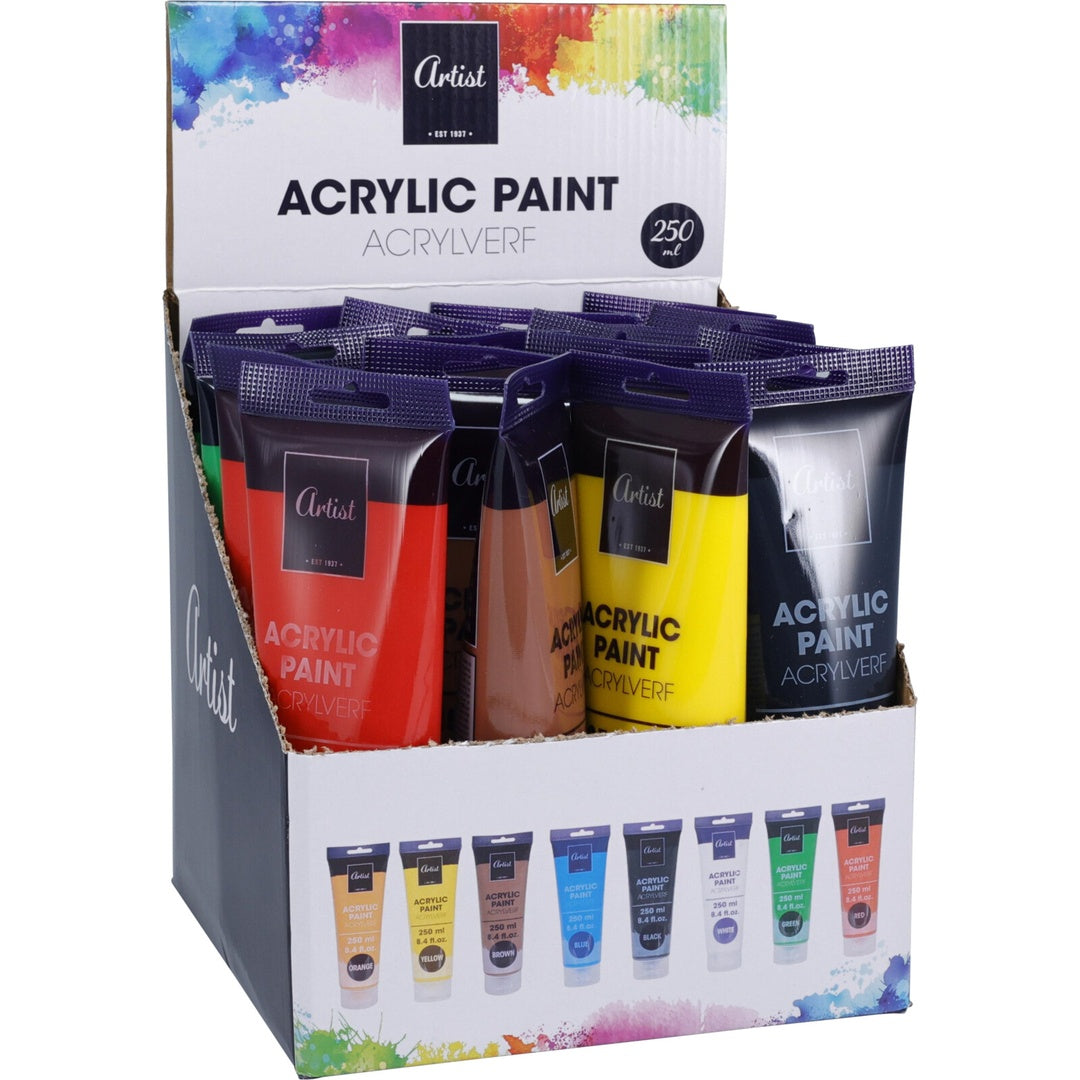 Akrylmaling 250ml | Artist | 6 Assorterte Farger