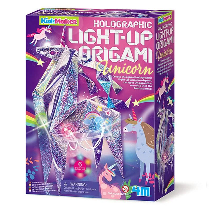4M KidzMaker Holografisk Light-Up Origami Enhjørning