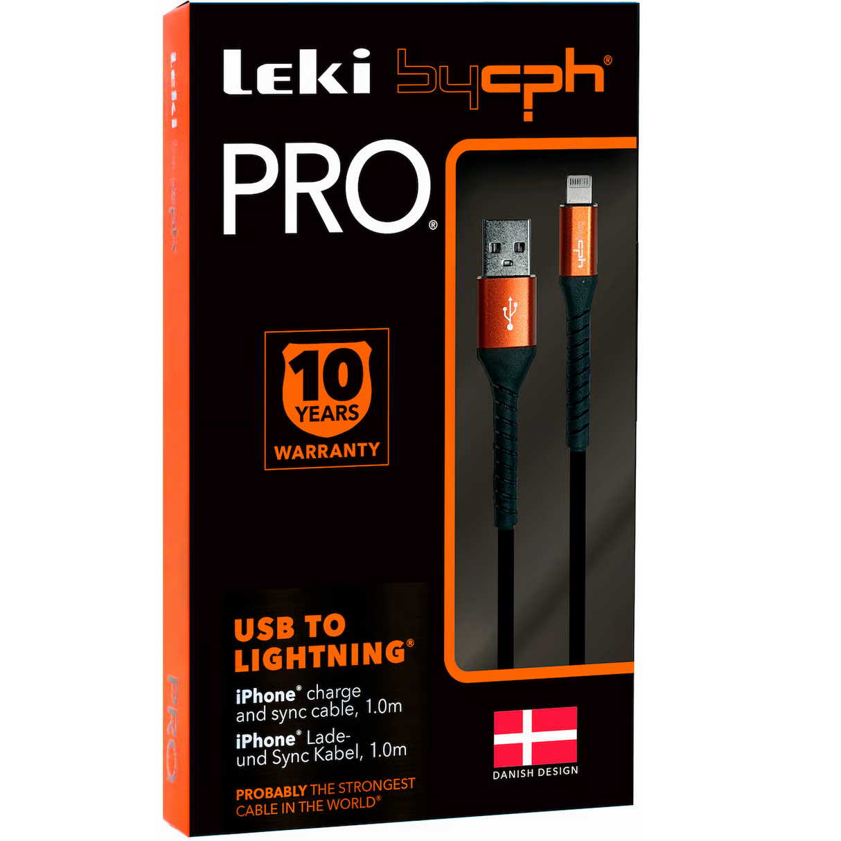 Ladekabel USB til Lightning 1m | Svart | Leki