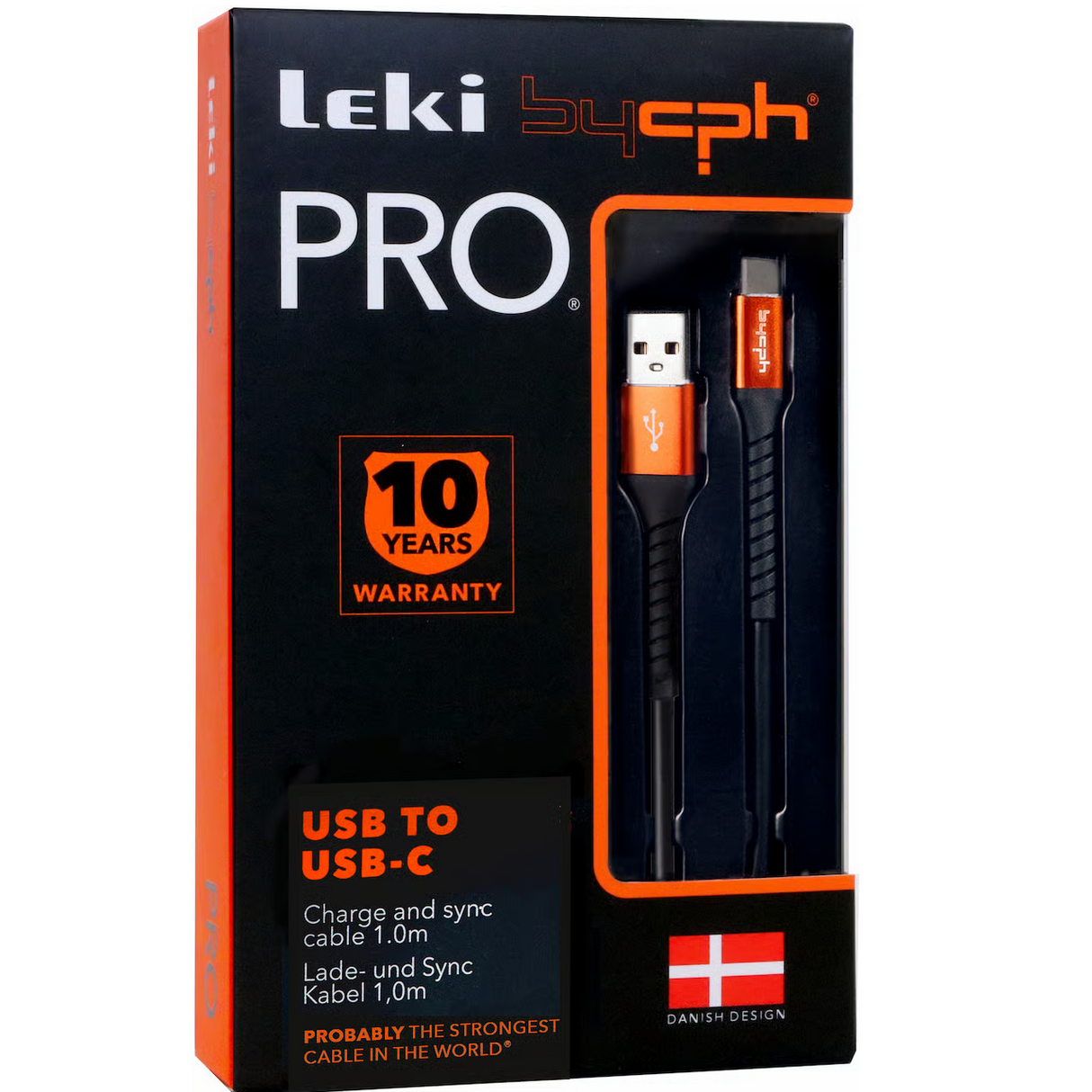 Ladekabel USB til USB-C 1m | Svart | Leki