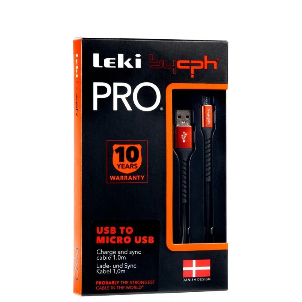 Ladekabel USB til Micro-USB 1m | Svart | Leki