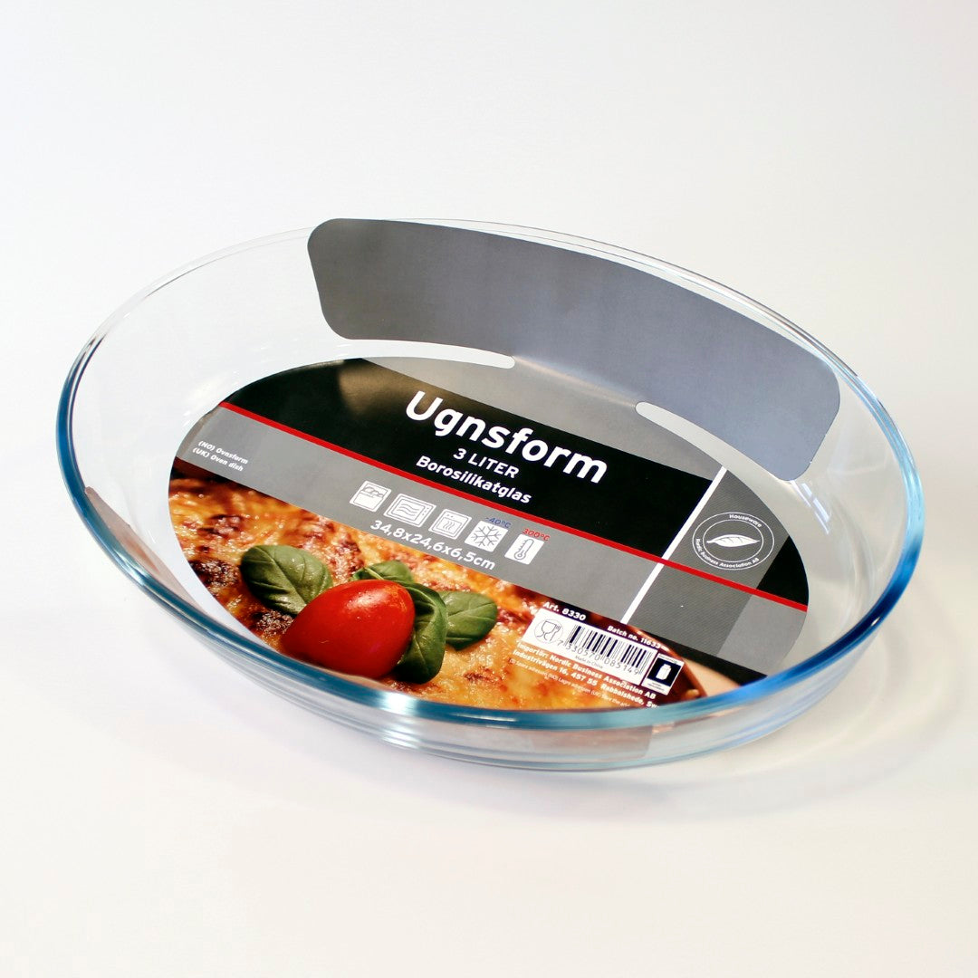 Ovnsform Glass Oval 3L | Ildfast Borosilikatglass