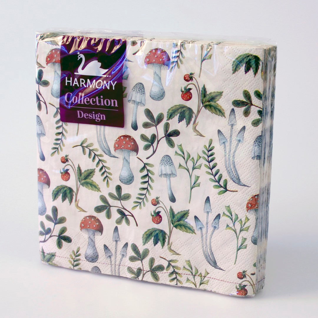 Servietter med Sopp og Skogsmotiv 20pk | 33x33cm