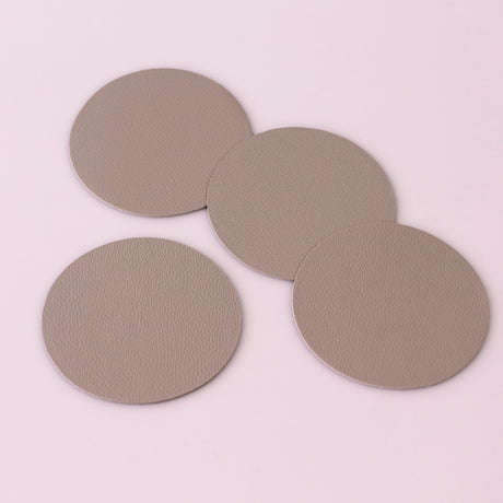 Glassbrikker i Kunstig Skinn Beige 4pk | Ø10cm