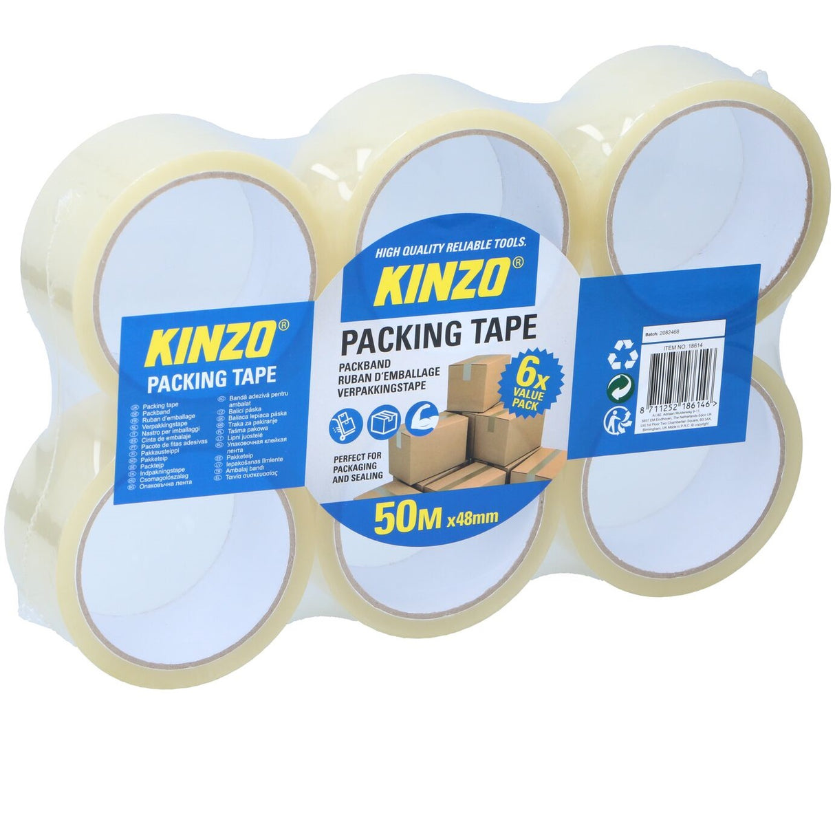 Kinzo Pakketeip | 6pk Transparent 48mm x 50m