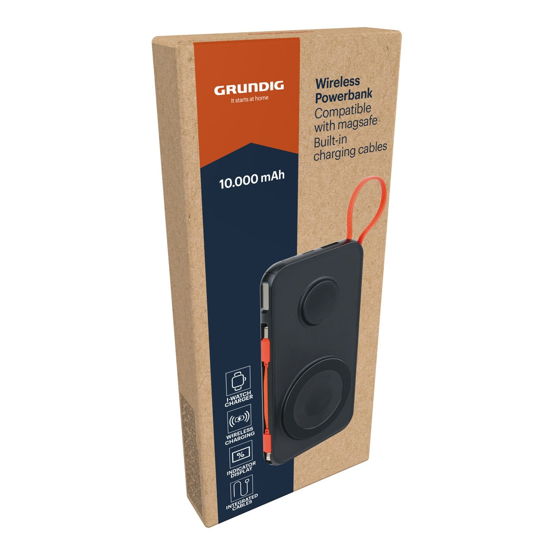 Grundig Magnetisk Powerbank 10 000 mAh | Trådløs Lading