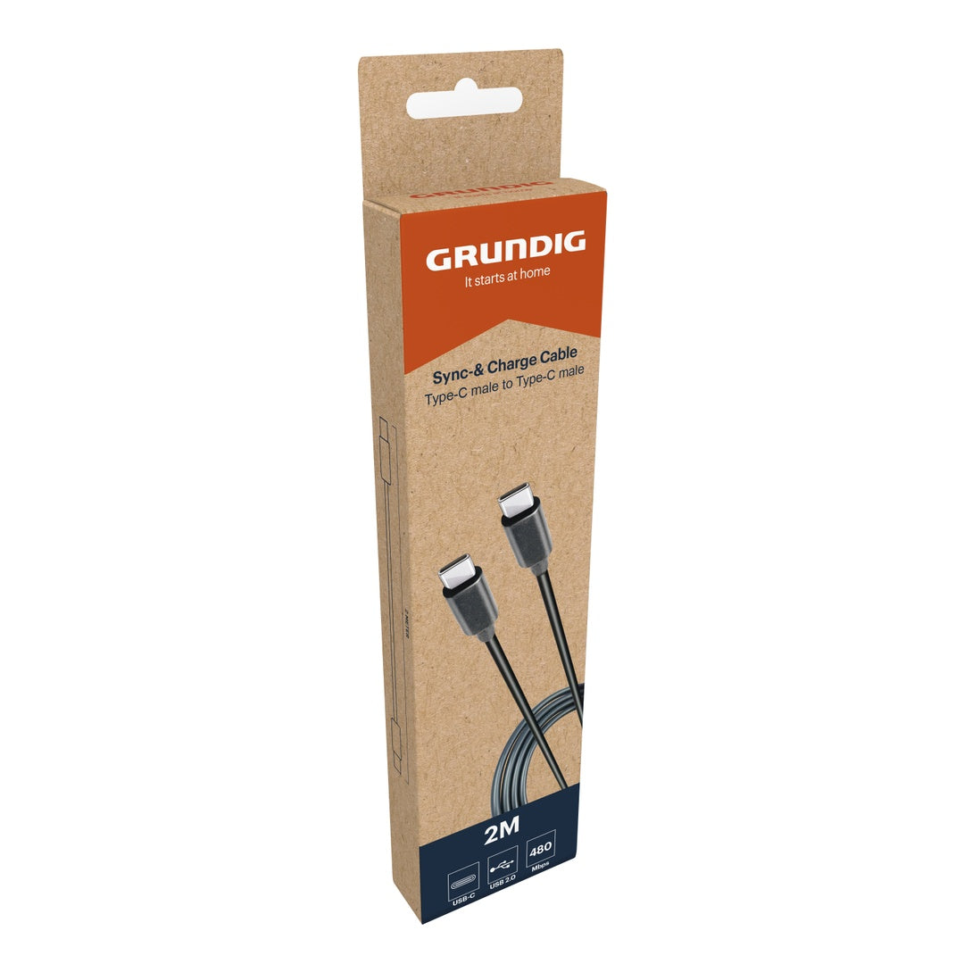 USB-C-til-USB-C Kabel 2m Sort | Grundig